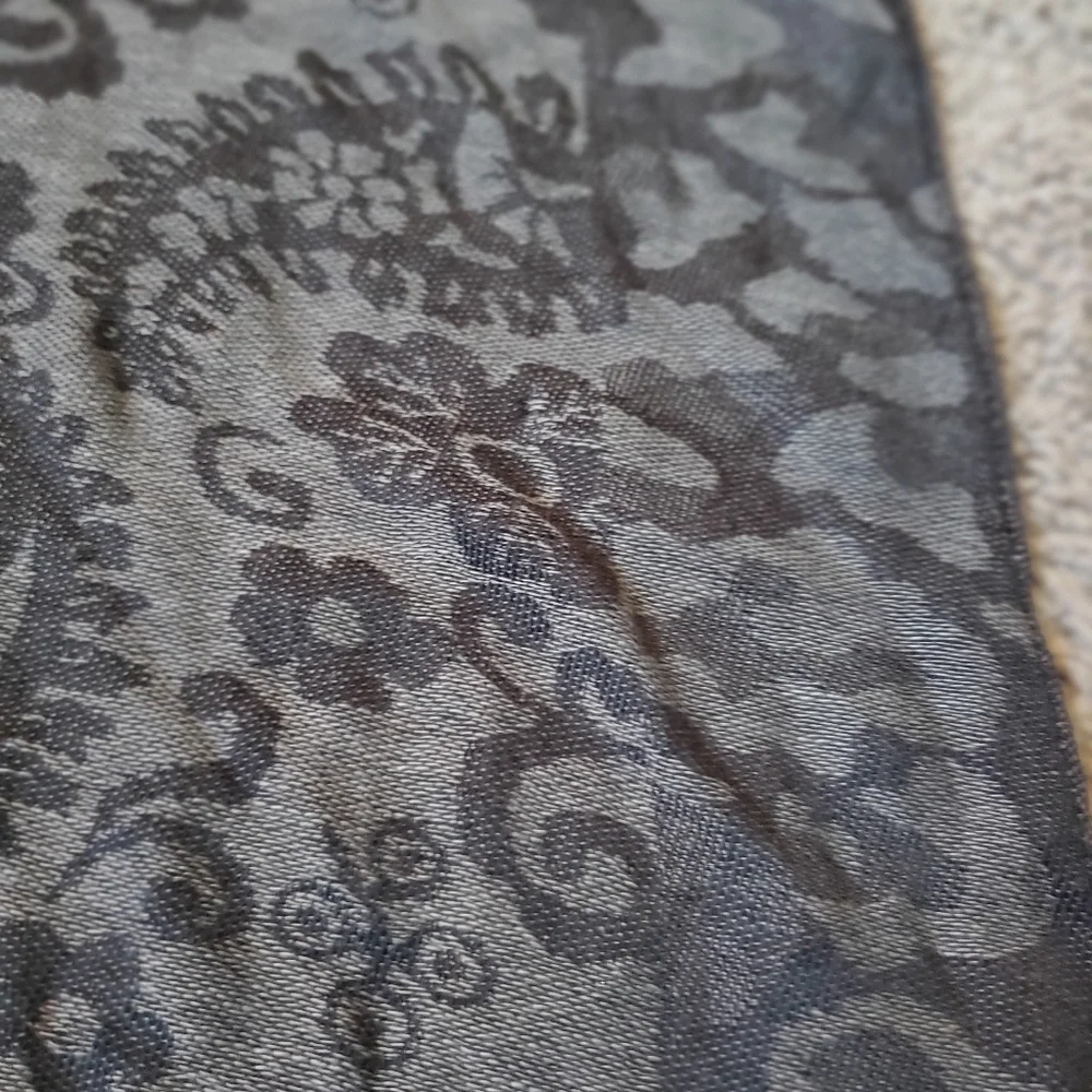 West Loop Paisley And Leopard Patterned Gray Scarf with Fringe